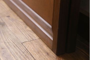 和製アンティーク　裏障子付き　ガラス帯の格子戸(引き戸、建具)2枚セット