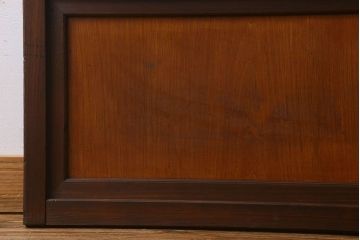 和製アンティーク　裏障子付き　ガラス帯の格子戸(引き戸、建具)2枚セット