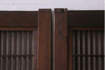 【I様ご成約済み】和製アンティーク　細かな格子のデザインが美しい裏障子付き格子戸(建具、引き戸)4枚セット