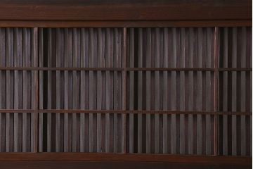 【I様ご成約済み】和製アンティーク　細かな格子のデザインが美しい裏障子付き格子戸(建具、引き戸)4枚セット