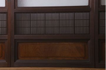 【I様ご成約済み】和製アンティーク　細かな格子のデザインが美しい裏障子付き格子戸(建具、引き戸)4枚セット