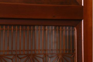 和製アンティーク　美しい組子が目を惹く格子帯戸(引き戸、建具、ガラス帯戸)4枚セット