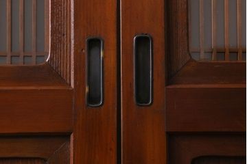 和製アンティーク　美しい組子が目を惹く格子帯戸(引き戸、建具、ガラス帯戸)4枚セット