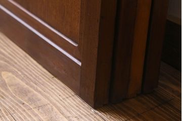 和製アンティーク　美しい組子が目を惹く格子帯戸(引き戸、建具、ガラス帯戸)4枚セット