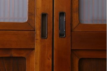 和製アンティーク　美しい組子が目を惹く格子帯戸(引き戸、建具、ガラス帯戸)4枚セット