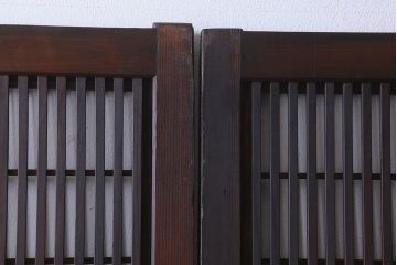 【I様ご成約済み】和製アンティーク　古い木の裏障子付き格子戸(引き戸、建具)4枚セット