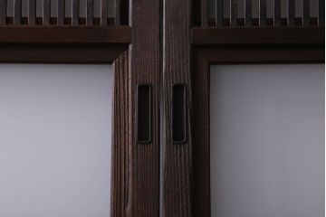 【I様ご成約済み】和製アンティーク　古い木の裏障子付き格子戸(引き戸、建具)4枚セット