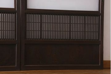 【I様ご成約済み】和製アンティーク　古い木の裏障子付き格子戸(引き戸、建具)4枚セット