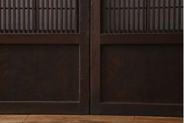 【I様ご成約済み】和製アンティーク　古い木の裏障子付き格子戸(引き戸、建具)4枚セット