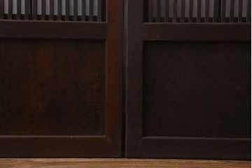 【I様ご成約済み】和製アンティーク　古い木の裏障子付き格子戸(引き戸、建具)4枚セット