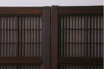 【I様ご成約済み】和製アンティーク　古い木の裏障子付き格子戸(引き戸、建具)4枚セット