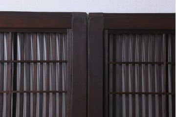 【I様ご成約済み】和製アンティーク　古い木の裏障子付き格子戸(引き戸、建具)4枚セット