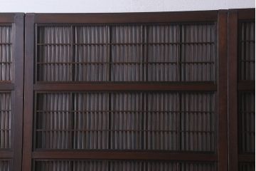 【I様ご成約済み】和製アンティーク　古い木の裏障子付き格子戸(引き戸、建具)4枚セット