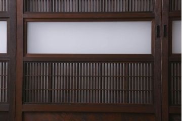 【I様ご成約済み】和製アンティーク　古い木の裏障子付き格子戸(引き戸、建具)4枚セット