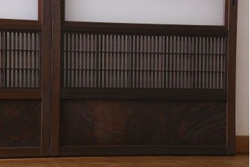 【I様ご成約済み】和製アンティーク　古い木の裏障子付き格子戸(引き戸、建具)4枚セット