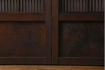 【I様ご成約済み】和製アンティーク　古い木の裏障子付き格子戸(引き戸、建具)4枚セット