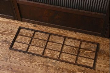 【I様ご成約済み】和製アンティーク　古い木の裏障子付き格子戸(引き戸、建具)4枚セット