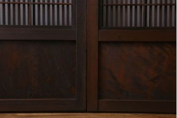 【I様ご成約済み】和製アンティーク　古い木の裏障子付き格子戸(引き戸、建具)4枚セット