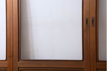 和製アンティーク　腰板ケヤキ材　上品なガラス戸(引き戸、建具)4枚セット