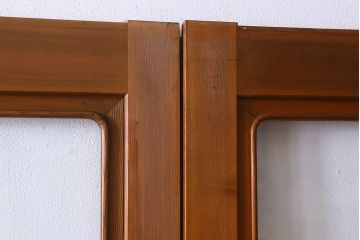 和製アンティーク　腰板ケヤキ材　上品なガラス戸(引き戸、建具)4枚セット