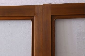 和製アンティーク　腰板ケヤキ材　上品なガラス戸(引き戸、建具)4枚セット
