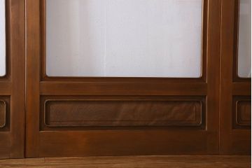 和製アンティーク　腰板ケヤキ材　上品なガラス戸(引き戸、建具)4枚セット