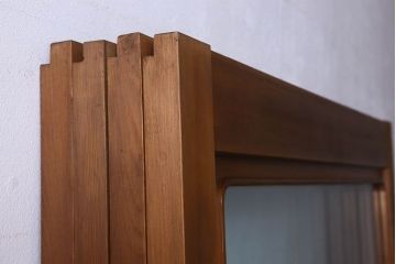 和製アンティーク　腰板ケヤキ材　上品なガラス戸(引き戸、建具)4枚セット