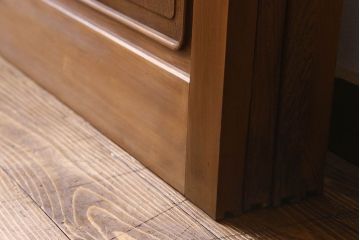 和製アンティーク　腰板ケヤキ材　上品なガラス戸(引き戸、建具)4枚セット