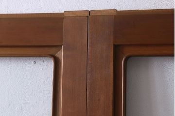 和製アンティーク　腰板ケヤキ材　上品なガラス戸(引き戸、建具)4枚セット