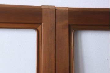 和製アンティーク　腰板ケヤキ材　上品なガラス戸(引き戸、建具)4枚セット