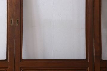 和製アンティーク　腰板ケヤキ材　上品なガラス戸(引き戸、建具)4枚セット