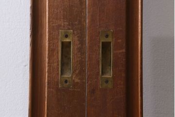 和製アンティーク　腰板ケヤキ材　上品なガラス戸(引き戸、建具)4枚セット