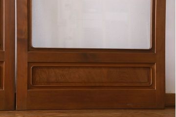 和製アンティーク　腰板ケヤキ材　上品なガラス戸(引き戸、建具)4枚セット