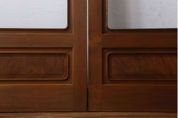 和製アンティーク　腰板ケヤキ材　上品なガラス戸(引き戸、建具)4枚セット