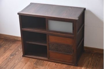 アンティーク家具　和製アンティーク　美しい組子が素敵な収納棚(戸棚、食器棚)