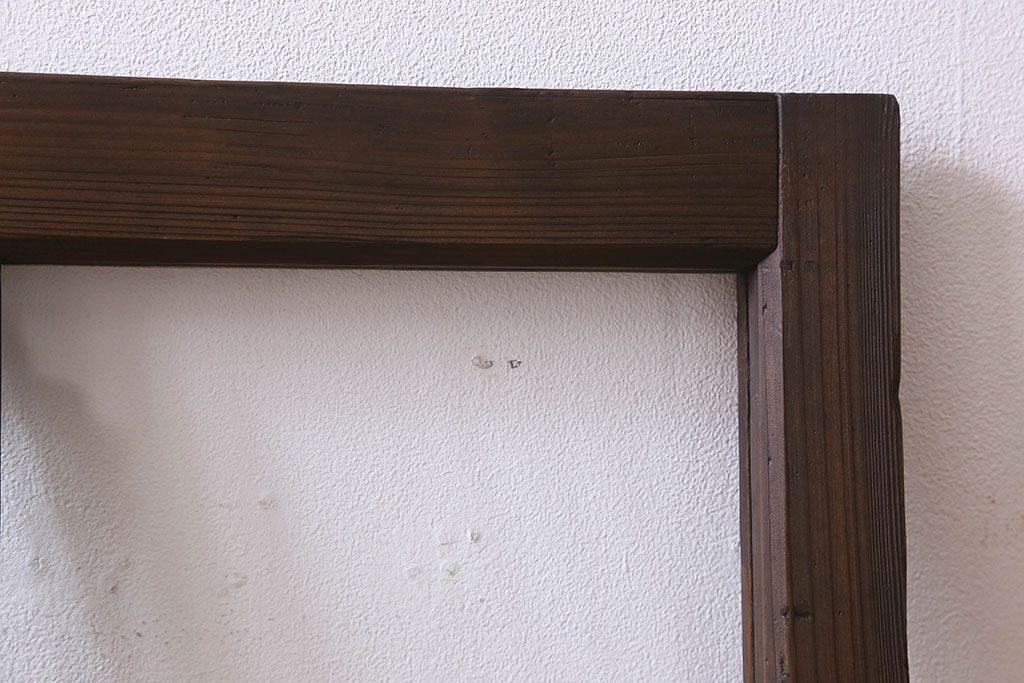 和製アンティーク　古い木のシンプルなガラス戸2枚セット(窓)