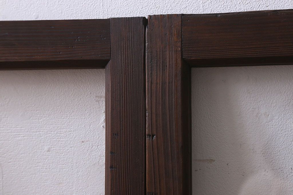 和製アンティーク　古い木のシンプルなガラス戸2枚セット(窓)