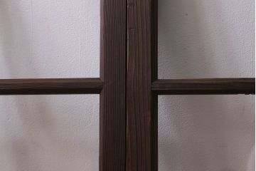 和製アンティーク　古い木のシンプルなガラス戸2枚セット(窓)