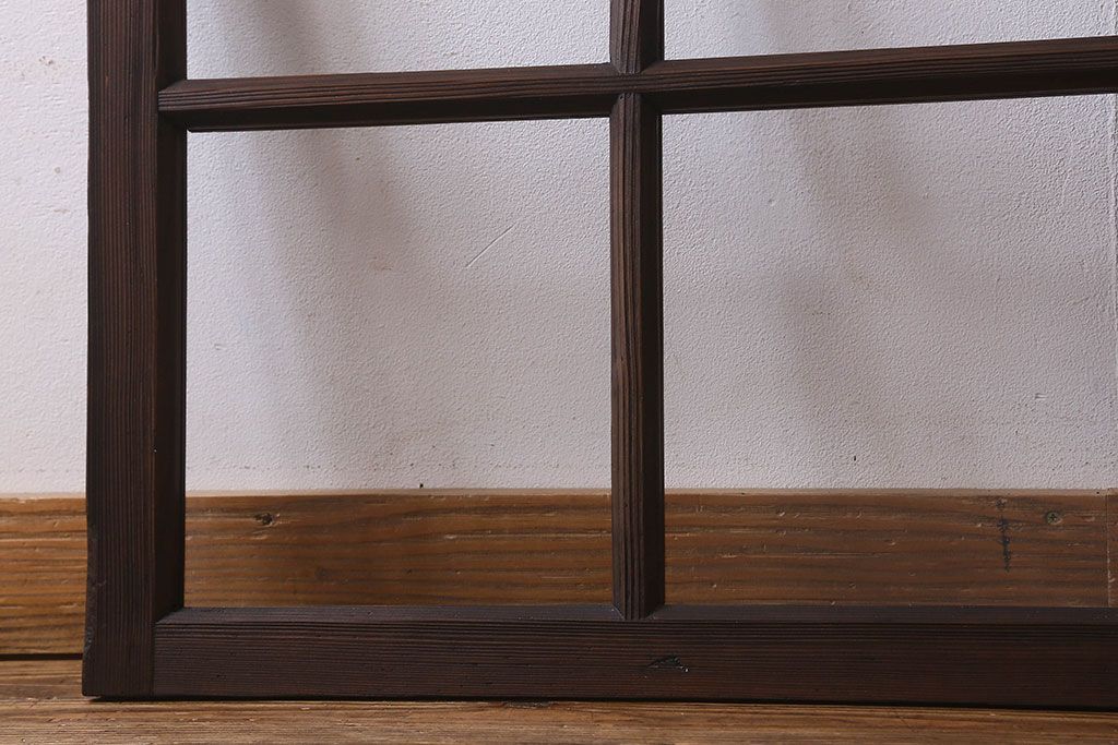 和製アンティーク　古い木のシンプルなガラス戸2枚セット(窓)