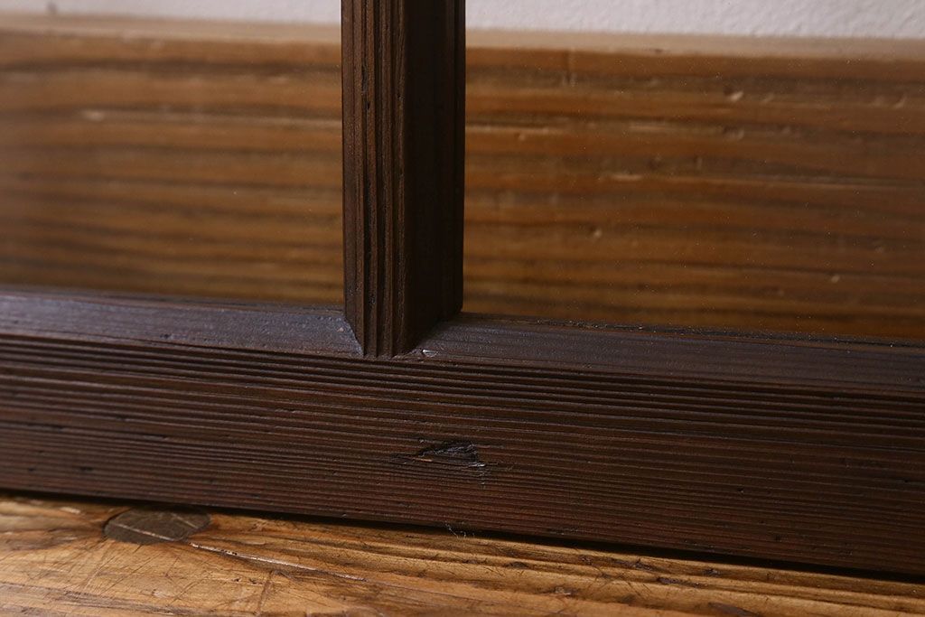 和製アンティーク　古い木のシンプルなガラス戸2枚セット(窓)