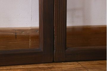 和製アンティーク　古い木のシンプルなガラス戸2枚セット(窓)