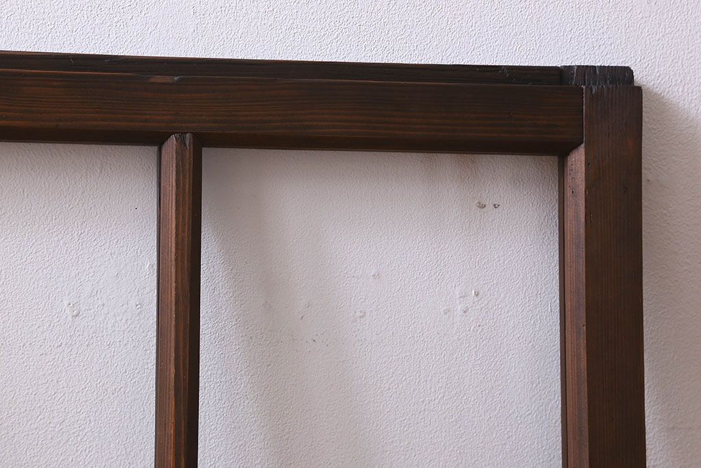 和製アンティーク　古い木のシンプルなガラス戸2枚セット(窓)