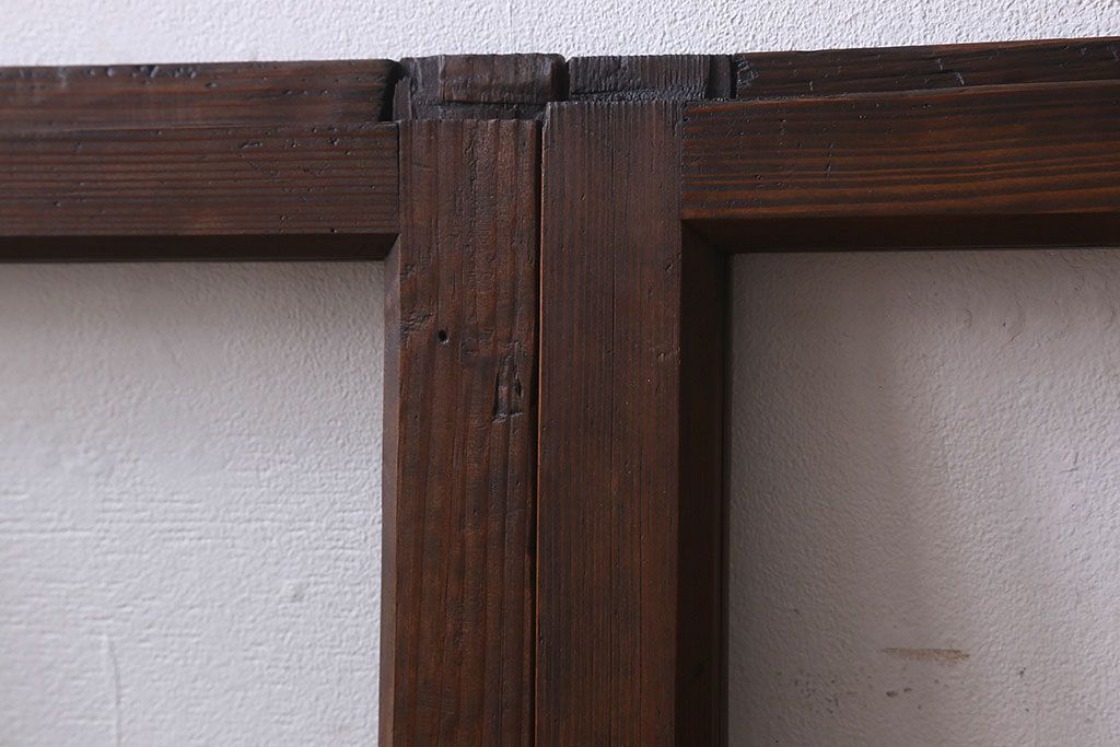 和製アンティーク　古い木のシンプルなガラス戸2枚セット(窓)