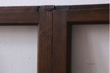 和製アンティーク　古い木のシンプルなガラス戸2枚セット(窓)