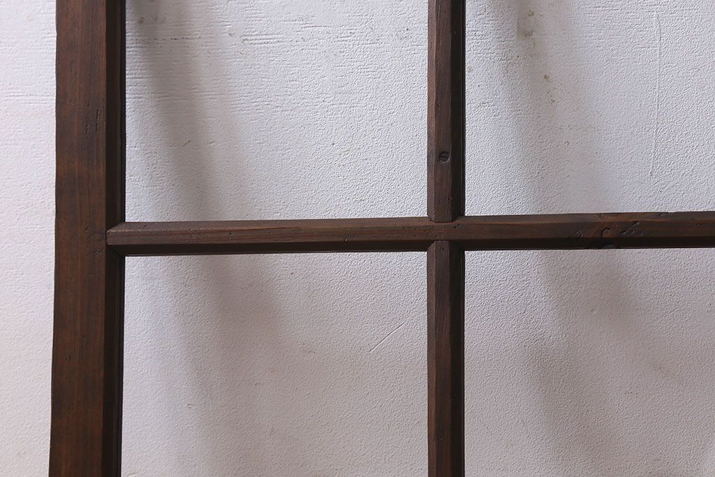和製アンティーク　古い木のシンプルなガラス戸2枚セット(窓)