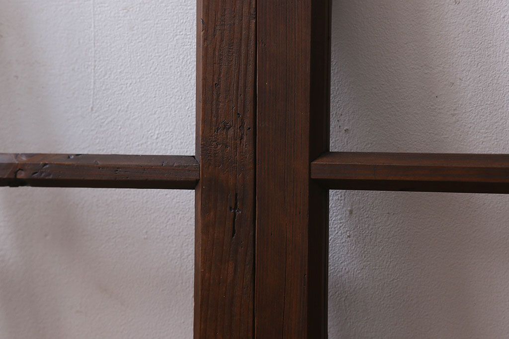 和製アンティーク　古い木のシンプルなガラス戸2枚セット(窓)