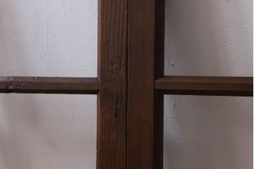 和製アンティーク　古い木のシンプルなガラス戸2枚セット(窓)
