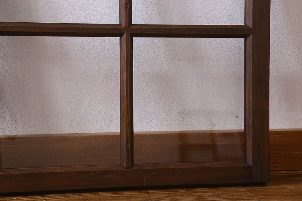 和製アンティーク　古い木のシンプルなガラス戸2枚セット(窓)
