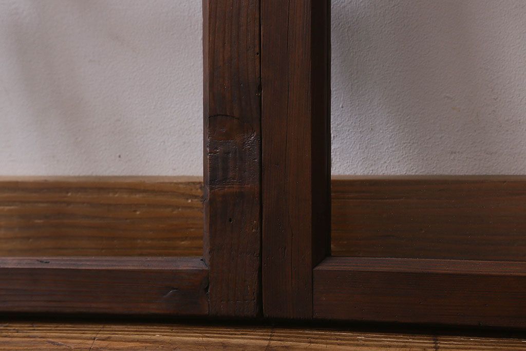 和製アンティーク　古い木のシンプルなガラス戸2枚セット(窓)