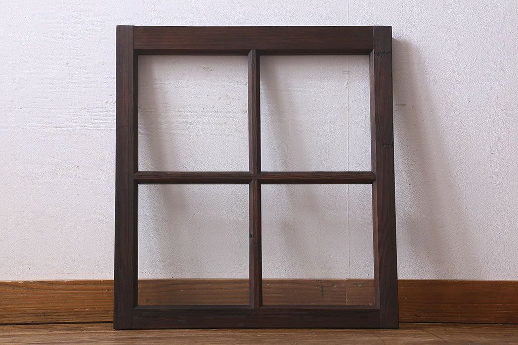 和製アンティーク　古い木のシンプルなガラス戸(窓)